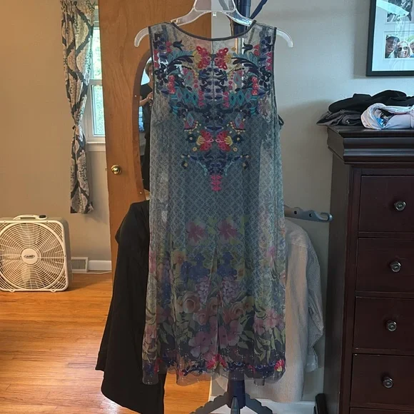 Biya X Johnny Was Rhandi Mesh Dress with Slip - Size Medium - Picture 2 of 4